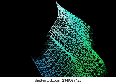 Vector background of net cells. Fish football sport syrface. Fluid flow on wind. Flag fabric data processing. Science flag.