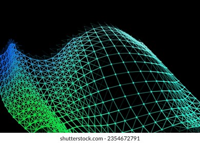 Vector background of net cells. Fish football sport syrface. Fluid flow on wind. Flag fabric data processing. Science flag.