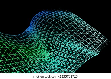 Vector background of net cells. Fish football sport syrface. Fluid flow on wind. Flag fabric data processing. Science flag.