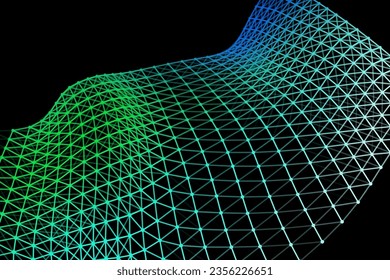 Vector background of net cells. Fish football sport syrface. Fluid flow on wind. Flag fabric data processing. Science flag.