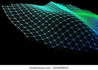 Vector background of net cells. Fish football sport syrface. Fluid flow on wind. Flag fabric data processing. Science flag.