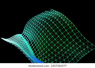 Vector background of net cells. Fish football sport syrface. Fluid flow on wind. Flag fabric data processing. Science flag.