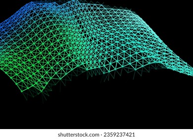 Vector background of net cells. Fish football sport syrface. Fluid flow on wind. Flag fabric data processing. Science flag.