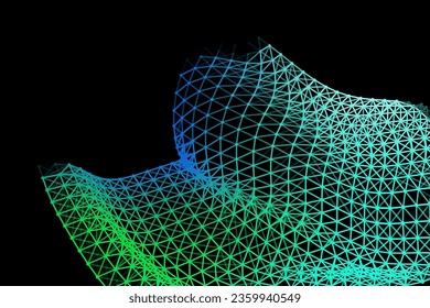 Vector background of net cells. Fish football sport syrface. Fluid flow on wind. Flag fabric data processing. Science flag.