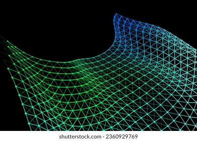 Vector background of net cells. Fish football sport syrface. Fluid flow on wind. Flag fabric data processing. Science flag.