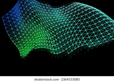 Vector background of net cells. Fish football sport syrface. Fluid flow on wind. Flag fabric data processing. Science flag.