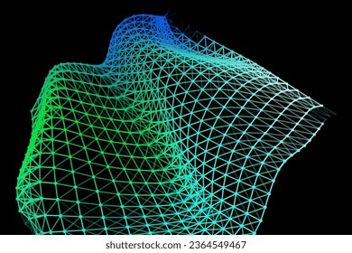 Vector background of net cells. Fish football sport syrface. Fluid flow on wind. Flag fabric data processing. Science flag.