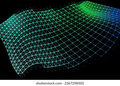 Vector background of net cells. Fish football sport syrface. Fluid flow on wind. Flag fabric data processing. Science flag.