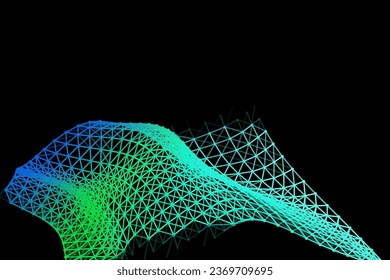 Vector background of net cells. Fish football sport syrface. Fluid flow on wind. Flag fabric data processing. Science flag.