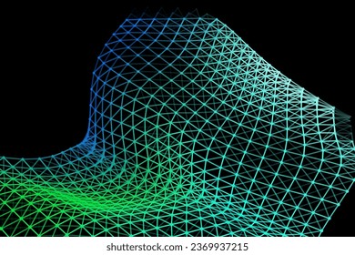 Vector background of net cells. Fish football sport syrface. Fluid flow on wind. Flag fabric data processing. Science flag.