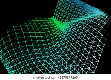 Vector background of net cells. Fish football sport syrface. Fluid flow on wind. Flag fabric data processing. Science flag.