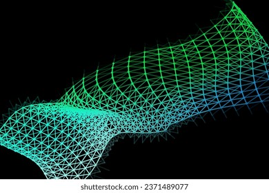 Vector background of net cells. Fish football sport syrface. Fluid flow on wind. Flag fabric data processing. Science flag.