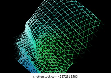 Vector background of net cells. Fish football sport syrface. Fluid flow on wind. Flag fabric data processing. Science flag.