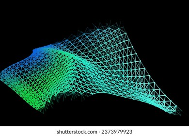 Vector background of net cells. Fish football sport syrface. Fluid flow on wind. Flag fabric data processing. Science flag.