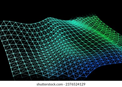 Vector background of net cells. Fish football sport syrface. Fluid flow on wind. Flag fabric data processing. Science flag.