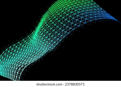 Vector background of net cells. Fish football sport syrface. Fluid flow on wind. Flag fabric data processing. Science flag.