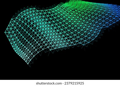 Vector background of net cells. Fish football sport syrface. Fluid flow on wind. Flag fabric data processing. Science flag.