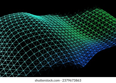 Vector background of net cells. Fish football sport syrface. Fluid flow on wind. Flag fabric data processing. Science flag.