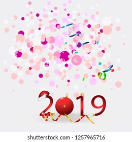 Vector background new year 2019. Red numbers.