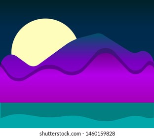 Vector Background night in the mountains.