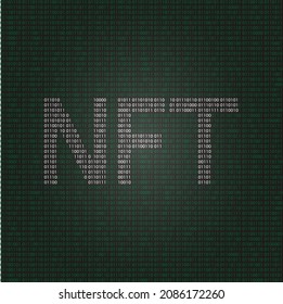 Vektorhintergrund eines nicht fungiblen Tokens. Illustration mit Typografie NFT für Infografiken. Konzept der Digitaltechnik Kryptokunst. Futuristisch. Vektorgrafik
