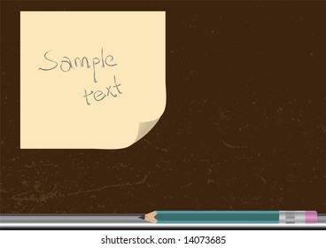 Vector background - Note pad reminder on a message board and a wooden pencil. Edit your text as you wish