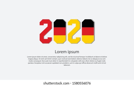 Vector background with a number design in 2020 and combined with the colors and shapes of the German country flags,
happy new year 2020 german country.