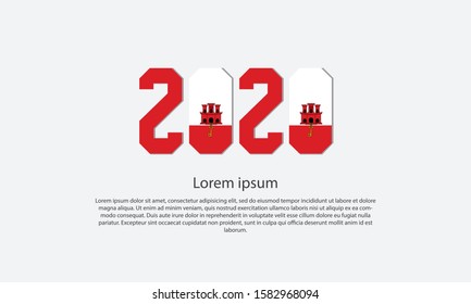 Vector background with a number design in 2020 and combined with the colors and shapes of the Gibraltar country flags, happy new year 2020 german country.