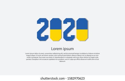 Vector background with a number design in 2020 and combined with the colors and shapes of the Ukraine country flags, happy new year 2020 german country.
