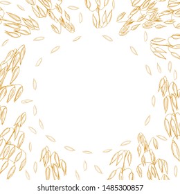 Vector background with oats plant. Hand drawn sketch illustration