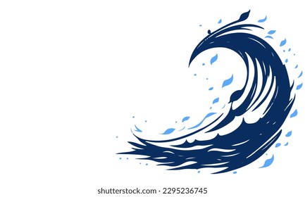 vector background ocean with wave illustration and copy space for your text