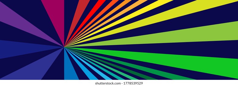 Vector background with off center, off center multicolored rays 