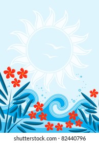 vector background with oleander and waves