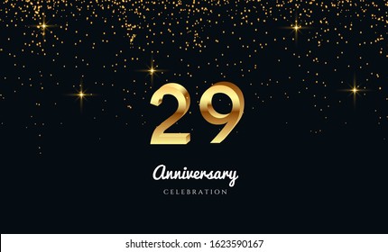 Vector background on a 29-year celebration by using two colors in the design between gold and red, Golden number 29 with Realistic 3d sign. for Birthday or wedding party