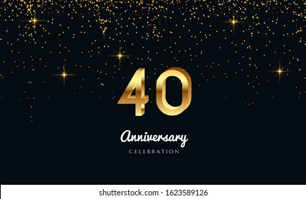 Vector background on a 40-year celebration by using two colors in the design between gold and red, Golden number 40 with Realistic 3d sign. for Birthday or wedding party