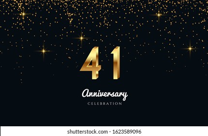 Vector background on a 41-year celebration by using two colors in the design between gold and red, Golden number 41 with Realistic 3d sign. for Birthday or wedding party