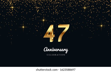 Vector background on a 47-year celebration by using two colors in the design between gold and red, Golden number 47 with Realistic 3d sign. for Birthday or wedding party