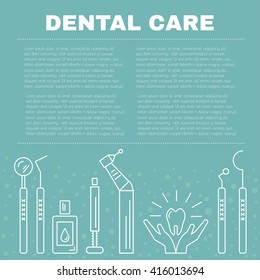 Vector background on dental care theme. All objects are conveniently grouped  and are easily editable.