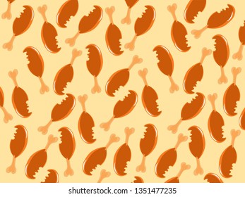 vector background on illustration of fried chicken food for restaurants or food decoration with yellow background in light tone to enhance chicken piece