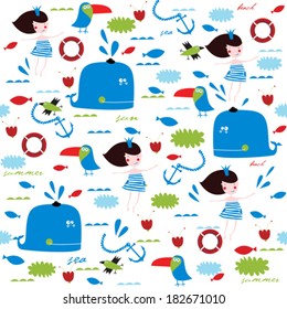Vector background on the marine theme
