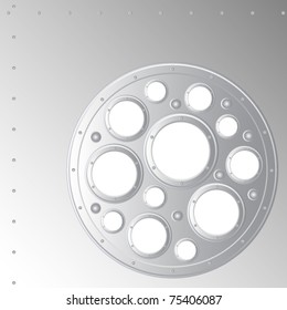 Vector background. On the background of the sheet metal abstraction of metal circles.