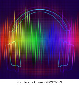 Vector background on the theme of sound and music