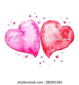 Vector background on Valentine's Day -- two heart