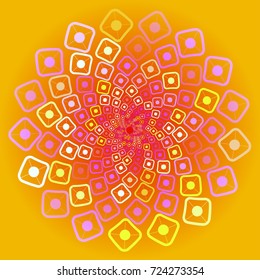 Vector background optical illusion. A square and a point. Spiral rotation. Isolated design element.