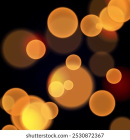 Fondo de Vector con luces bokeh naranjas sobre fondo negro