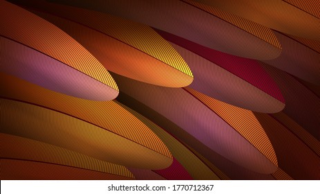 Vector background with orange feathers closeup