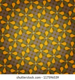 Vector Background of Orange Floral Seamless Pattern