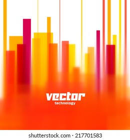 Vector background with orange lines and blurred edge