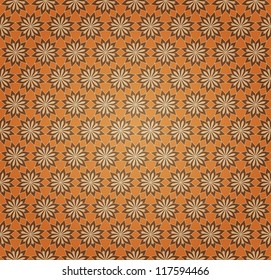 Vector Background of Orange Seamless Flower Pattern