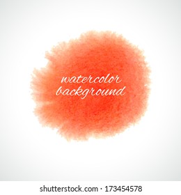 Vector background with orange watercolor splash element. Template for your design